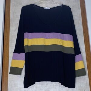 The Frilly Magnolia Boutique black stripes top size 2xl